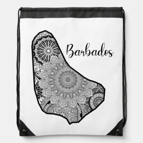 Barbados MandaLa Map Travel Drawstring Bag