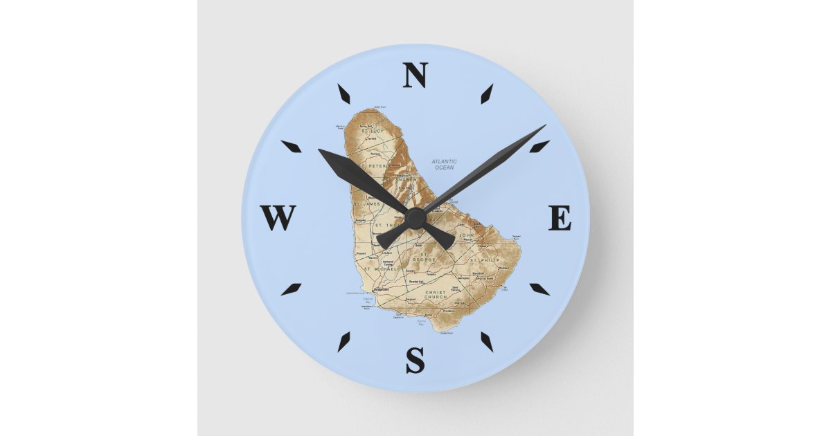 Barbados Map Clock Zazzle