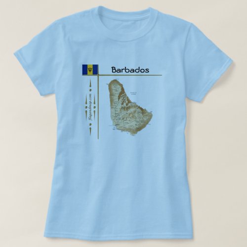 Barbados Map  Flag  Title T_Shirt