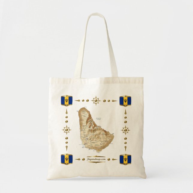 Barbados Map + Flags Bag (Front)