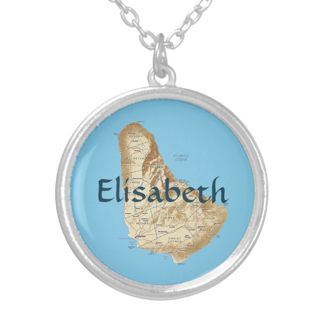 Barbados Map + Name Necklace (Front)