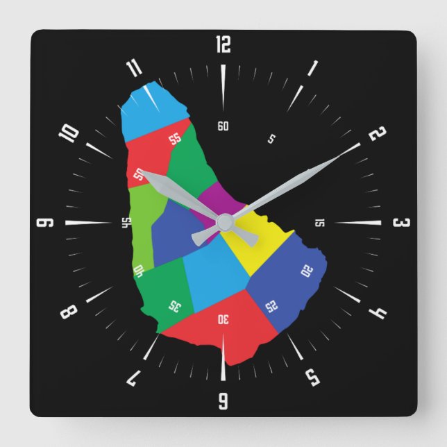 Barbados Map Square Wall Clock (Front)