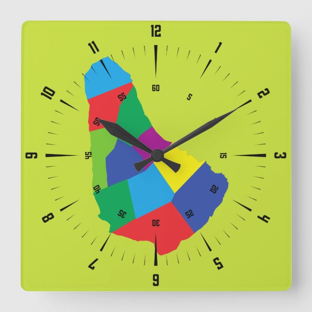 Barbados Map Square Wall Clock (Front)