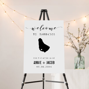 Barbados Map Wedding Welcome Sign, Foam Board