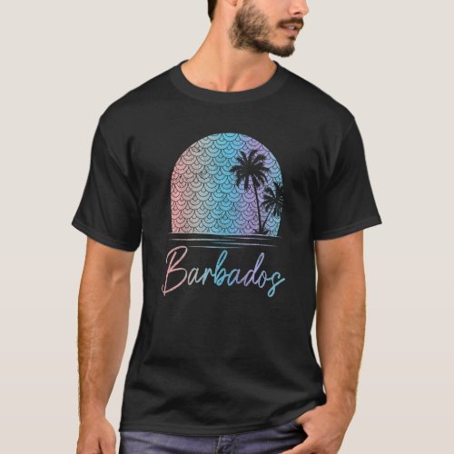 Barbados Mermaid Palm Trees Girls Vintage Barbadia T_Shirt