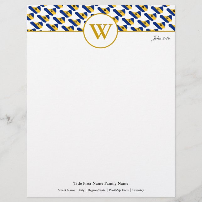 BARBADOS Monogram Personalized Letterhead (Front)