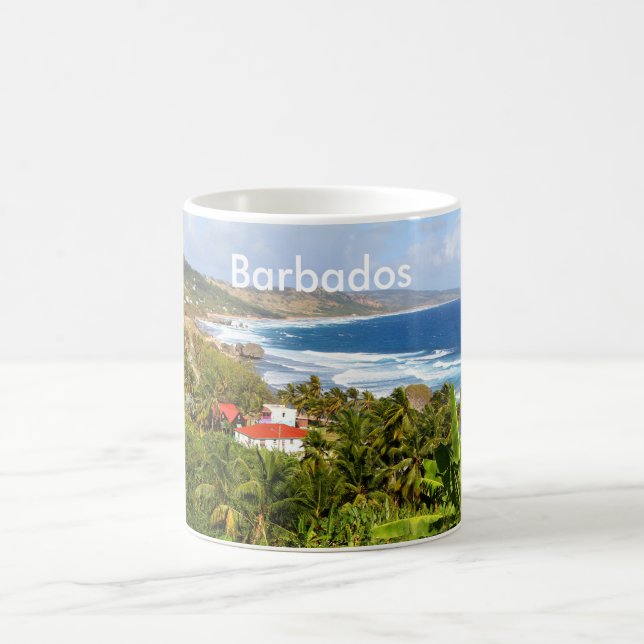 Barbados, Mug, Ocean, Tropical, Beach, Palm Coffee Mug (Center)