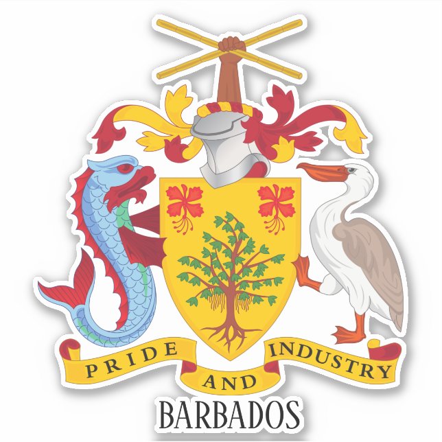 Barbados National Coat Of Arms Patriotic Sticker (Front)
