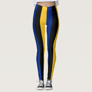 Barbados National Flag Colors Vertical Striped Leggings