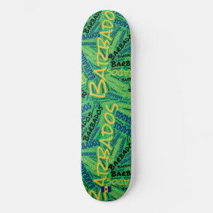Barbados National Pride Wordcloud Skateboard
