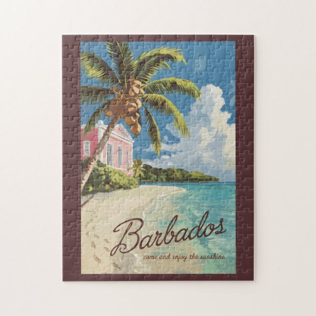 Barbados Painterly Travel Art Vintage Jigsaw Puzzle (Vertical)