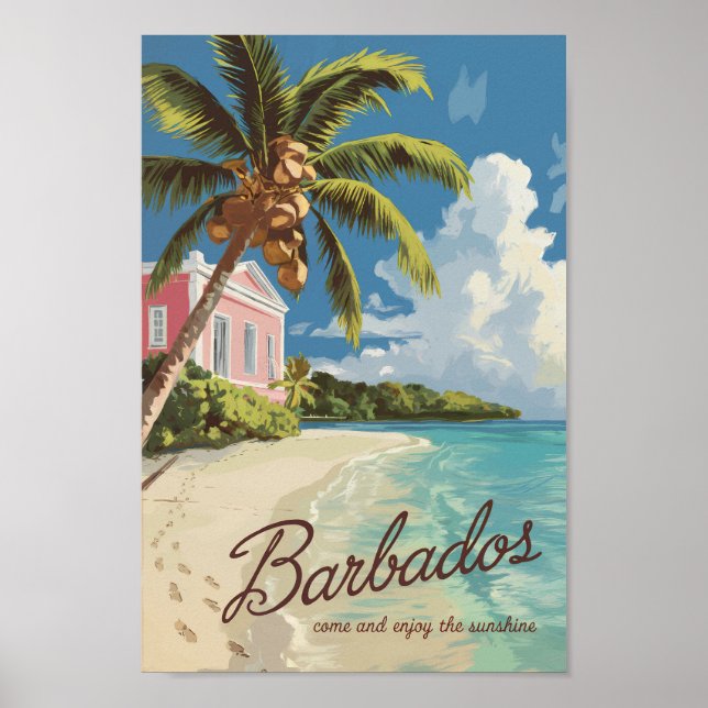 Barbados Painterly Travel Art Vintage Poster (Front)
