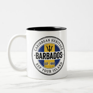 Barbados Passport Stamp Caribbean Heritage Two-Tone Coffee Mug