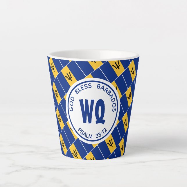 BARBADOS Patriotic Customizable Bajan Latte Mug (Front)
