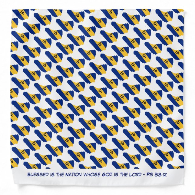 BARBADOS Patriotic Scripture Neckerchief Cravat Bandana (Front)