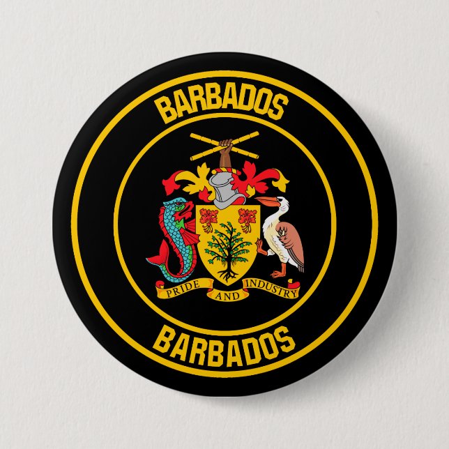 Barbados Round Emblem Button (Front)