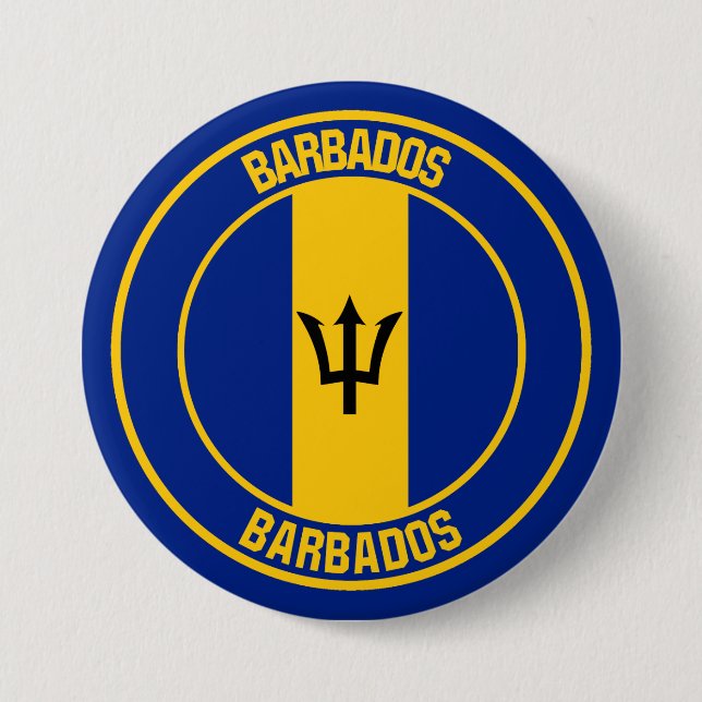 Barbados Round Emblem Button (Front)