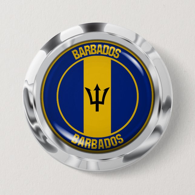 Barbados Round Emblem Button (Front)