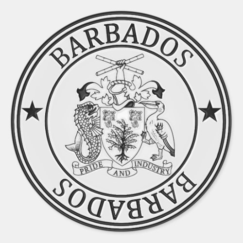Barbados  Round Emblem Classic Round Sticker