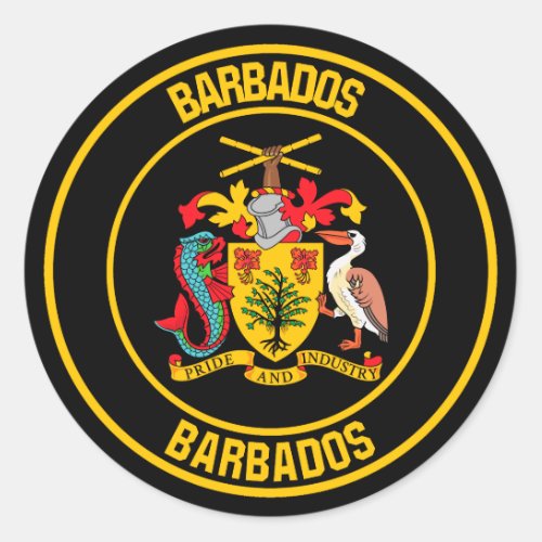 Barbados Round Emblem Classic Round Sticker