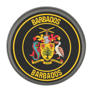 Barbados Round Emblem Gunmetal Finish Lapel Pin