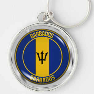 Barbados Round Emblem Keychain