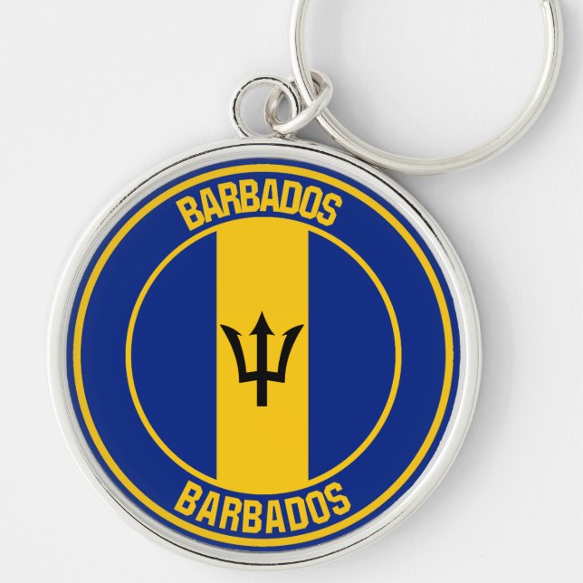 Barbados Round Emblem Keychain (Front)