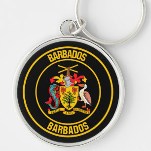 Barbados Round Emblem Keychain