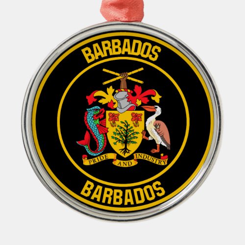 Barbados Round Emblem Metal Ornament