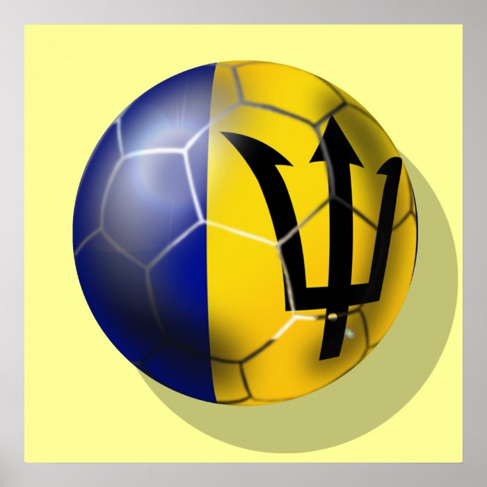 Barbados soccer football ball Bajan flag Print