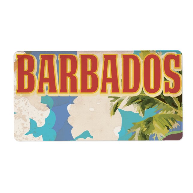 Barbados travel poster label (Front)
