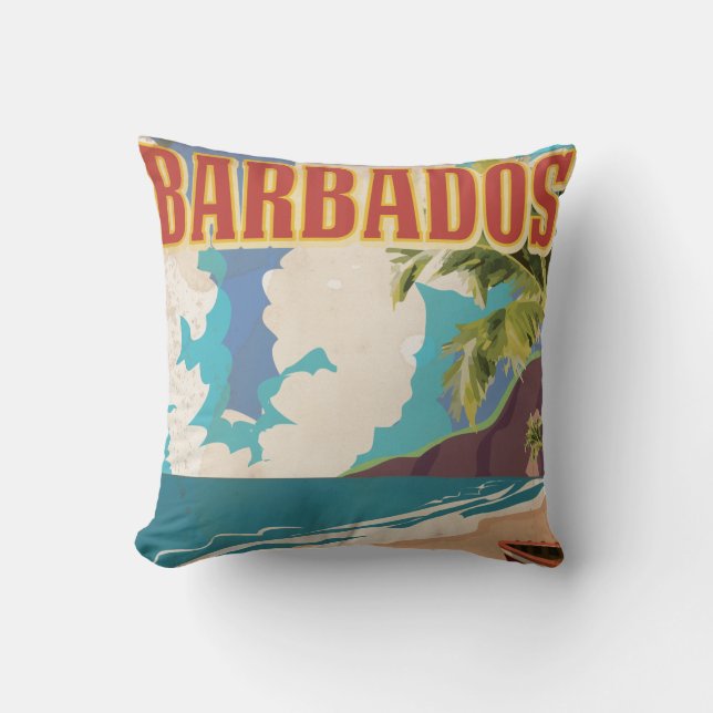 Barbados travel poster throw pillow (Front)
