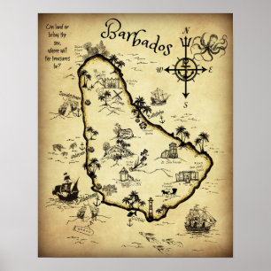 Barbados Treasure Map and Self-guided Tour Poster