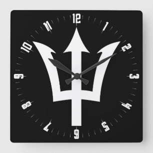 Barbados Trident Square Wall Clock