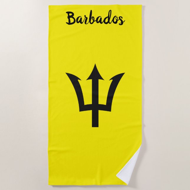 Barbados Trident  Yellow Beach Towel (Front)