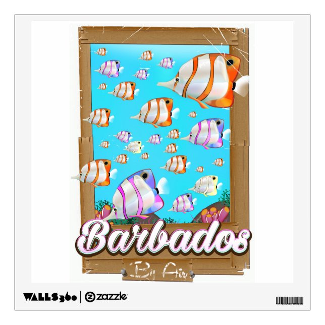 Barbados Tropical Fish travel poster Wall Decal (Front)