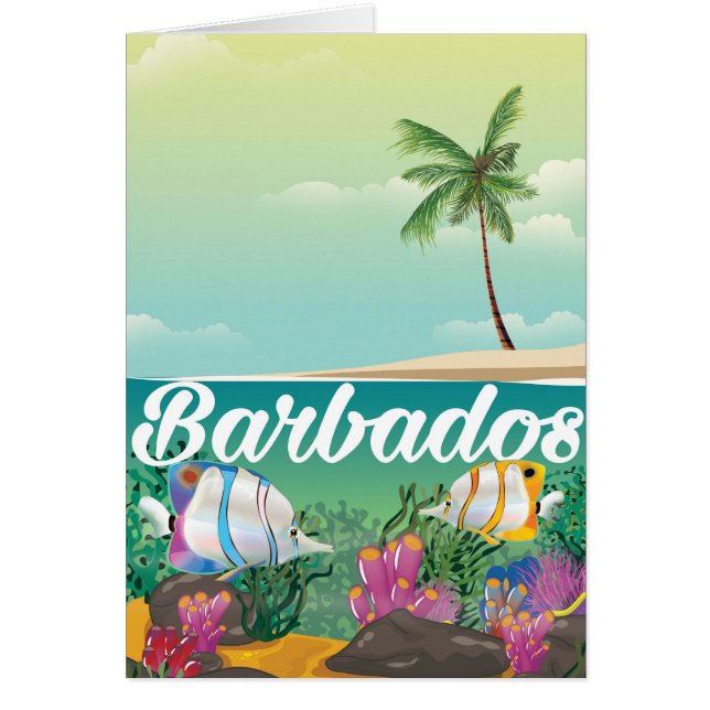 Barbados underwater travel poster cards (Front)