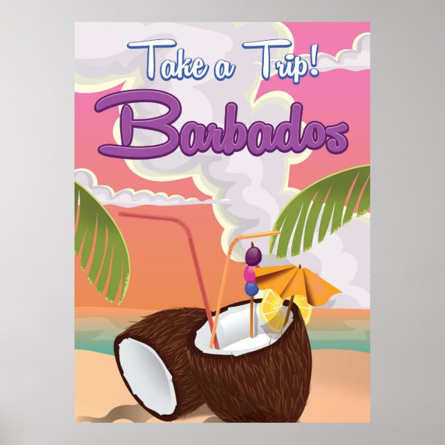 Barbados Vacation Cartoon travel poster (Front)
