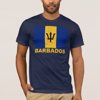 Barbados Vintage Flag T-shirt by allworldtees at Zazzle