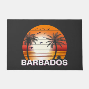 Barbados Vintage Palm Trees Summer Beach Doormat
