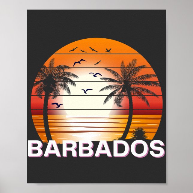 Barbados Vintage Palm Trees Summer Beach Poster (Front)