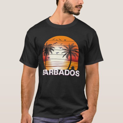 Barbados Vintage Palm Trees Summer Beach T_Shirt