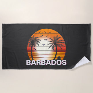 Barbados Vintage Palm Trees Summer Beach Towel
