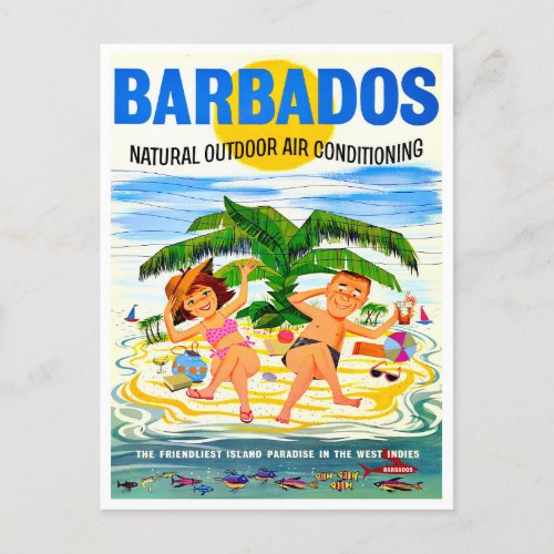 Barbados vintage travel postcard