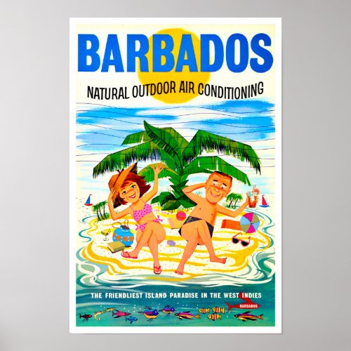 Barbados vintage travel poster