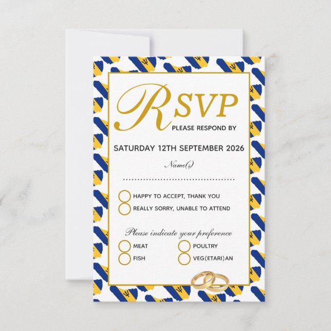 BARBADOS Wedding Celebration RSVP Response Card (Front)