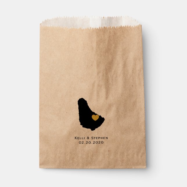 Barbados Wedding Favor Bags, Treat Bags (Front)