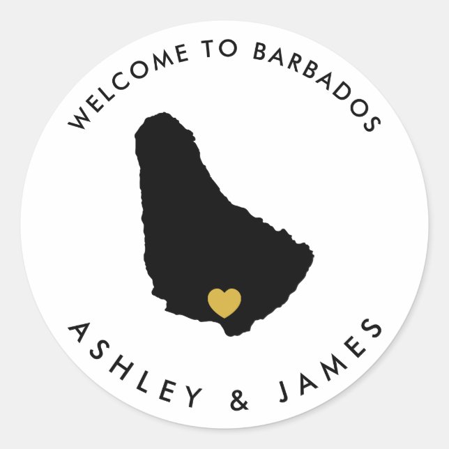 Barbados Wedding Welcome Stickers, Favor Classic Round Sticker (Front)