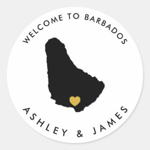 Barbados Wedding Welcome Stickers, Favor Classic Round Sticker