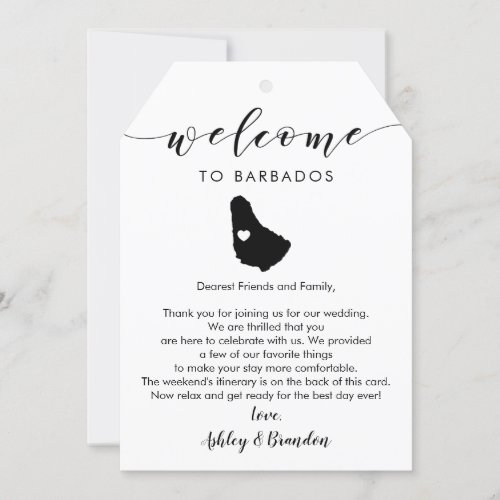 Barbados Wedding Welcome Tag Letter Itinerary